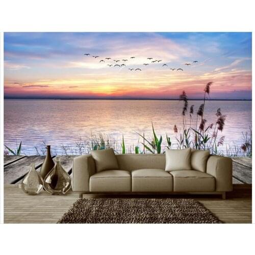Customized 3d photo wallpaper 3d TV wall wallpaper murals The lake scenery background wall paintings roses living room wallpaper