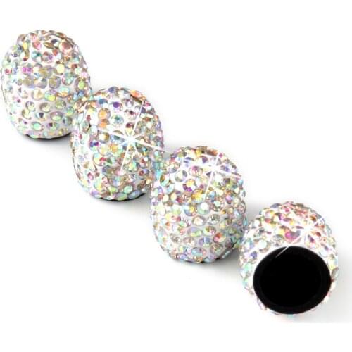 4 Pcs Car Wheel Valve Caps Tyre Rim Stem Covers Airdust Waterproof for Automobiles Motorcycles Trucks Bikes Diamond-Studded
