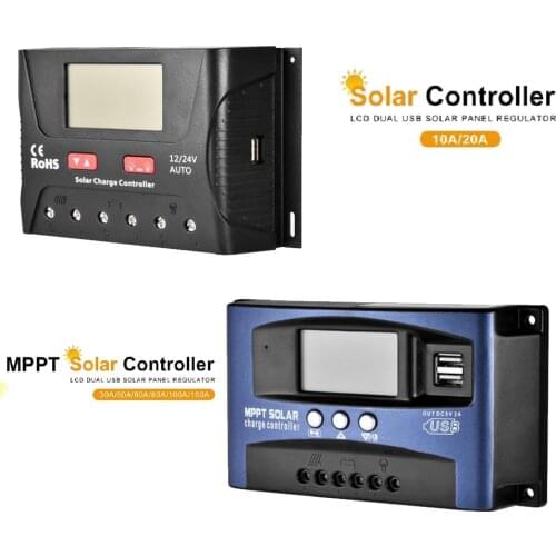 30A/50A/60A/80A/100A/150A Solar Charge Controller For Solar Panel Battery With Dual USB Port MPPT/PWM Auto Paremeter Adjusta