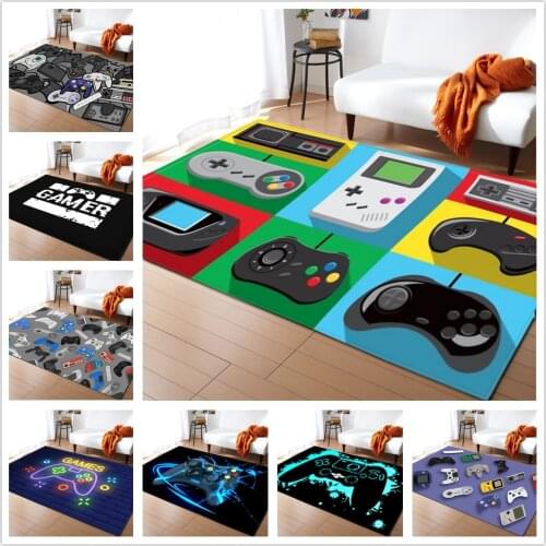 Game Console Printed Carpets Kids Play Area Rug Flannel Anti-slip Kitchen Bathroom Mat Living Room Boys Bedroom Rug Carpet