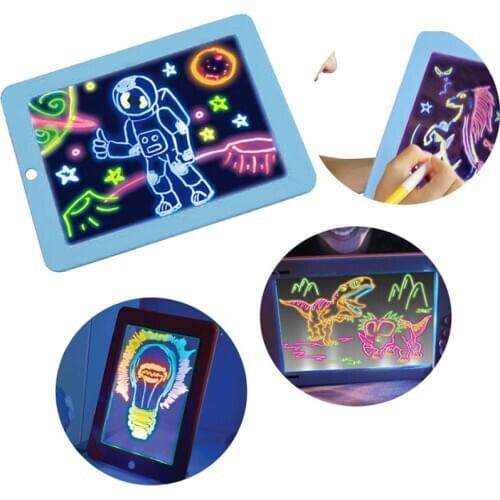 3D Magic Drawing Pad LED Light Luminous Board Creative Art Magic Children Brain Development Puzzle Toy kids Education Tool Gift
