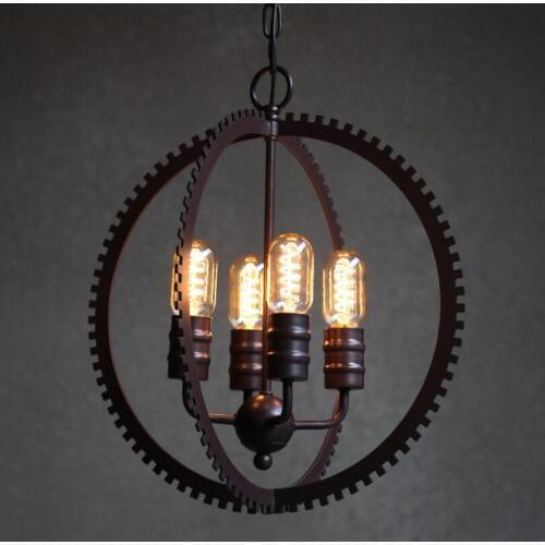 Loft Metal Gear Staircase Bar Counter Pendant Lamps Creative Industrial Global Restaurant Hanging Lamp Dining Room Pendant Light