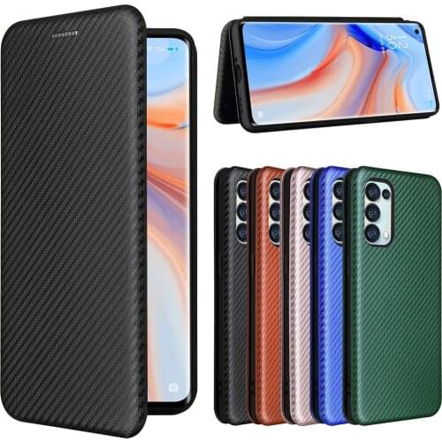 Carbon Fiber PC+TPU Magnetic Flip Cover For OPPO Find X3 X2 Neo Reno 5A 3A 5 4 3 Pro Plus 2 Z F A Lite Case With Card Slot