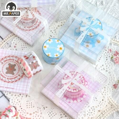 Mr.Paper 4 Designs Cake Box Series N Times Stick Tape DIY Writing Minimalist Washing Tape Decoration Label Craft