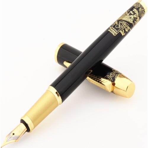 Luxury High Quality 8007 Black Golden Great Wall Student office Medium Nib fountain pen ink school supplies