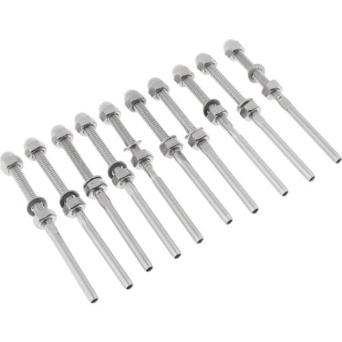 1/8in Cable Railing Receiver & Stud Swage Threaded Terminal Screw Stud End