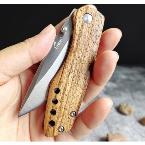 8Cr13Mov Blade Zebra Wooden Handle Folding Knife Outdoor Pocket Camping Hunting Knife EDC Tools Collection Gift Mini Knifes M011