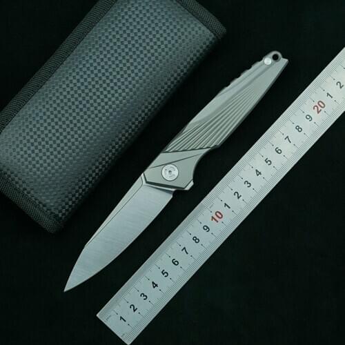LEMIFSHE M390 blade Flipper folding knife titanium alloy handle outdoor camping fruit knife EDC tool