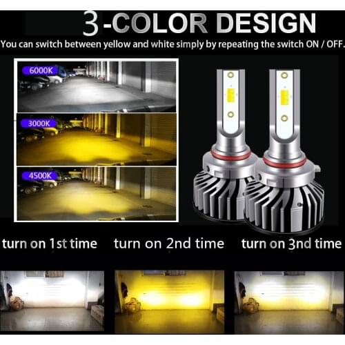 2PCS H4 LED H1 H7 H11 9005 HB3 LED car headlight 3 color 3000K 6000K 4500K 120000LM led lamp H3 880 881 9006 HB4 auto Fog Lights