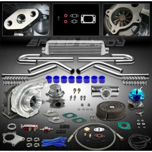 T04E 10PC T3/T4 UNIVERSAL TURBO KIT TURBOCHARGER+INTERCOOLER+WASTEGATE+BOV+WRAP