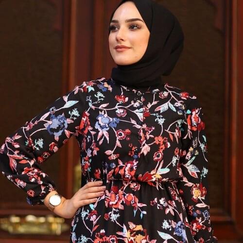 Azalea Flower Pattern Woven Dress Turkey Muslim Fashion Hijab Islam Clothing Dubai Istanbulstyles Istanbul 2021