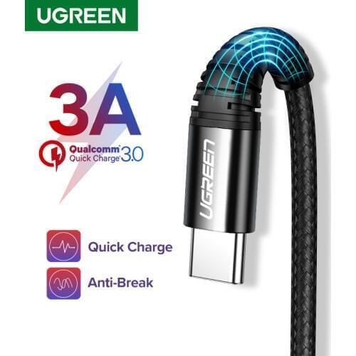 Ugreen USB Type C Cable 3A Fast Charger USB-C Data Cable for Xiaomi redmi note 7 Samsung Mobile Phone Type-C USB Charging Cable