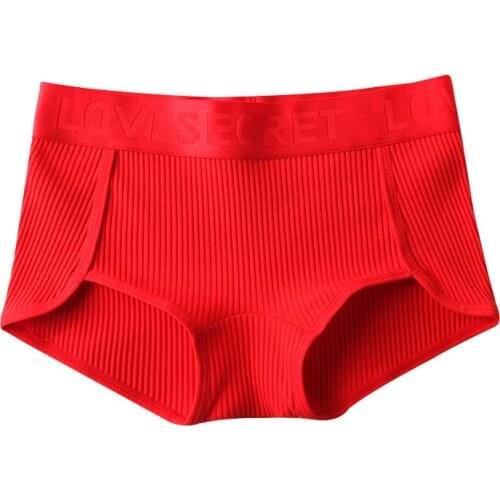 ATOXY Women Panties Seamless Intimates Breathable Cotton Crotch Mid-Waist Underpants Female Underwear Comfort Briefs Lucky Red
