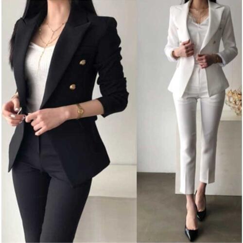 Spring and autumn new black suit suit female high quality self-cultivation temperament fashion nine pants two sets blazer set