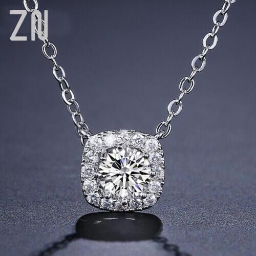 ZN Fashion Shiny AAA+ Crystal Zircon Square Shape Pendant Necklaces Chain Women Gift Female Top Quaily Jewelry