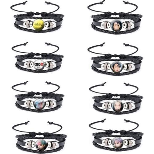 1 Pcs Kpop Stray Kids New Album GO Sheng CHANG BIN HYUN JIN FELIX LEE KNOW Hand-woven Leather Bracelet Around Accessories