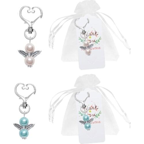 24Pcs Angel Favor Keychains Plus Organza Bags Plus Thank You Kraft Tags Guest Return Favors for Baby Shower Bridal Shower W0YA
