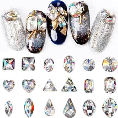 24pcs/Kit Mixed PatternClear Crystal AB Nail Art Rhinestones Alloy Nail Diamonds Manicure 3D Decoration DIY Tool #276309