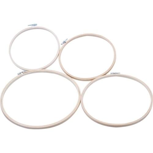 4x Embroidery hoop bamboo Circle Embroidery cross needle 18 20 23 26cm