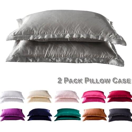 48x74cm 2pcs Imitate Silk Pillowcase For Bedroom Solid Colour Satin Silk Cushion Cover Comfortable Throw Pillow Cover Home Decor
