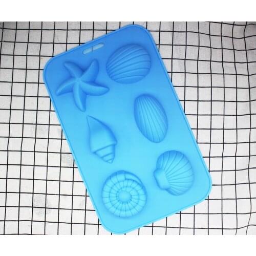 6 marine shell conch starfish silica gel model handmade saponin chocolate mold cake decoration