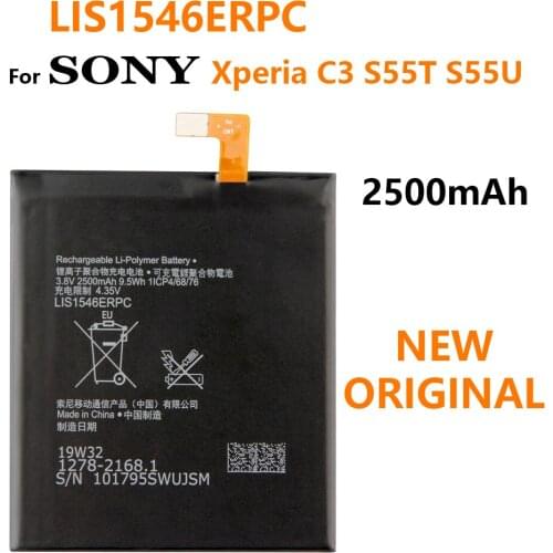 100% genuine for Sony Xperia C3 T3 D2533 M50W D5103 S55T S55U D2502 Phone 2500mA batteria LIS1546ERPC Battery +Tracking Number