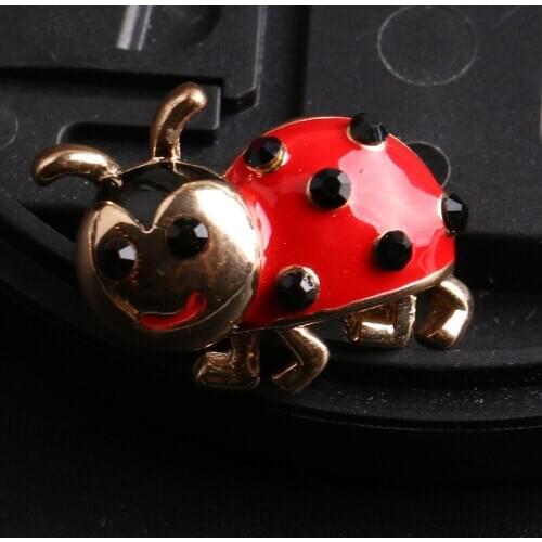 Ladybug Women Lovely Insect Scarf Jewelry Clips Pins Crystal Paved Small Cute bijoux broche Kids Suit Hats brooch