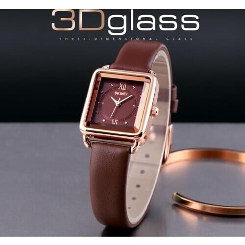 SKMEI 1702 Women Classic Quartz Wristwatches Fashion Casual Watch Leather Strap 30M Waterproof Shock Resistant Dress Gift Clock