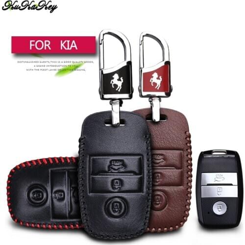 Genuine Leather Car Key Case Cover For Kia Picanto Sportage Rio 3 Cerato 4 Optima Ceed K5 Soul 2020 Key Ring Holder Accessories
