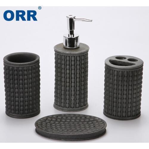 NEW Bathroom four set display sanitary supplies ware Cups toothbrush holder soap dispenser resin copo Articulos sanitarios ORR