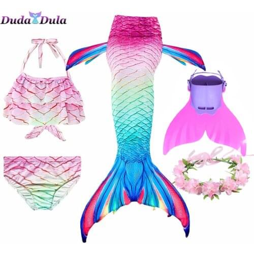 Kids Mermaid Tail With Monofin Swimmable Bikini sets Children Mermaid Tail Costume Cosplay mermaid tails for swimming