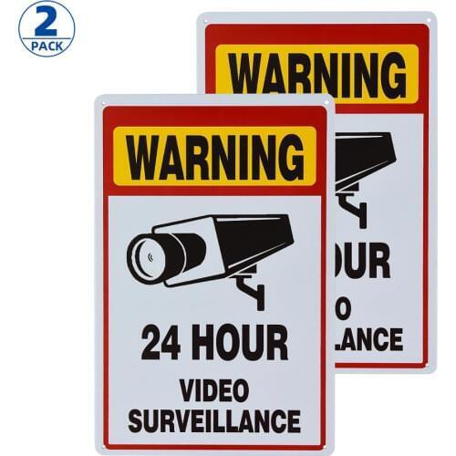 DL-2-Pack Warning 24 Hour Video Surveillance No Trespassing Sign - Private Property Signs