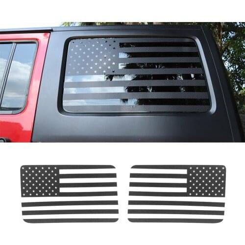 For Jeep Wrangler JK JKU 2011-2017 4 Doors Car Exterior Rear Window Decoration Stickers American Flag Styling Black Carbon Fiber