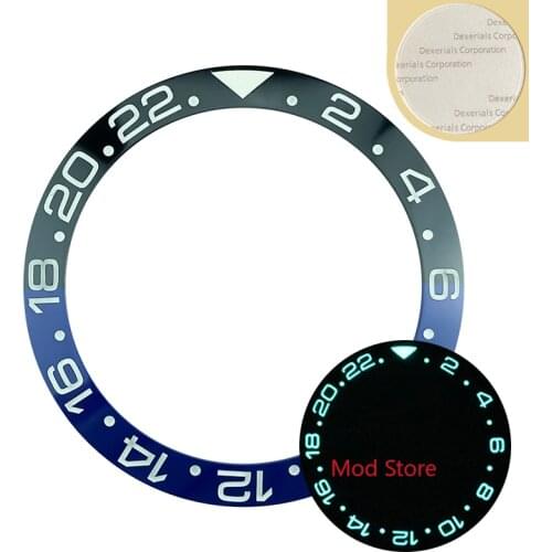HOT 38mm GMT Black/Blue White Writing Ceramic Bezel Insert Set For GMT Watch Sloping Design Super Blue Luminous