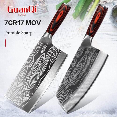Full Tang Cleaver Kitchen Knife Wood Handle Butcher Knife Stainless Steel Meat Chopping Cleaver Slicing Vegetables Chef Knife