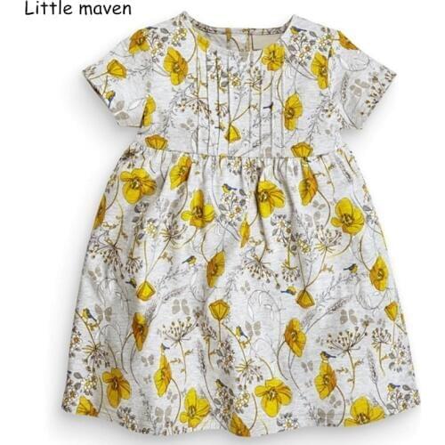 Little maven 2019 new summer baby girls brand dress kids Cotton floral short sleeve dresses S0312