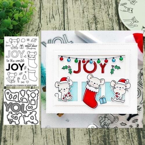 AddyCraft Metal Cutting Dies and stamps Christmas joy Stencils for DIY Scrapbook Photo Album Paper Card Decorative