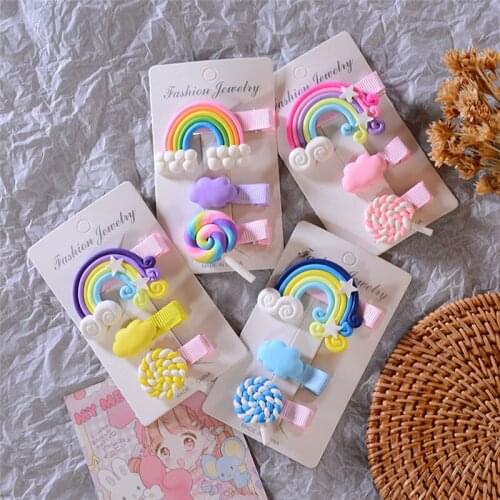 New Girls Cute Rainbow Star Hairpins Children Sweet Hair Clips Barrette Hair Ornament Fashion Hair Accessories For Kids