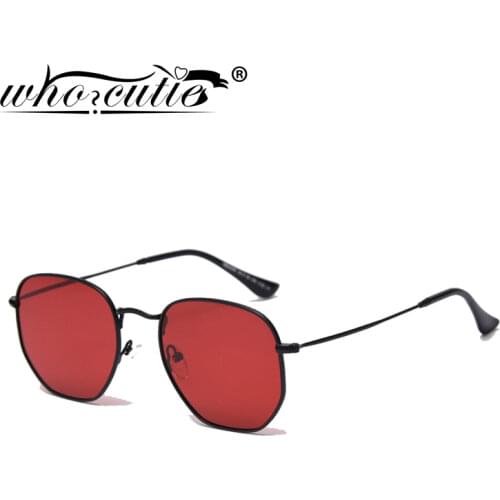 Update XL Hexagon Polarized Sunglasses Men Women Brand Design Retro Flat Top Red Lens Metal Frame Sun Glasses Shades Female S459