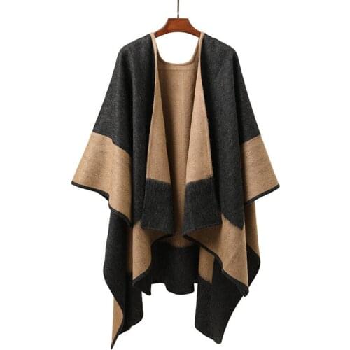 CapeMsCashmere Autumn Winter Double-sided Two-color Patchwork Annual Conference Shawls Wool Jacquard Scarves Wholesale