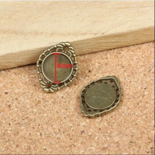 RONGQING 50pcs/lot 8MM Cabochon Base Setting Fashion Bracelet Earrings Cabochon Settings for Jewelry Making