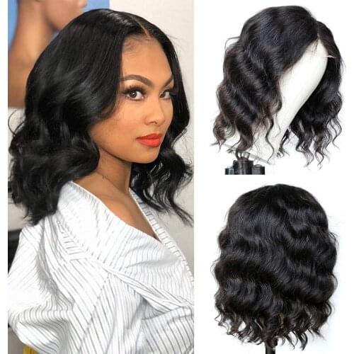 Middle part bob wig 250 density 13x4 lace front wig peruvian remy loose deep short wig preplucked t part lace frontal wig 14 "