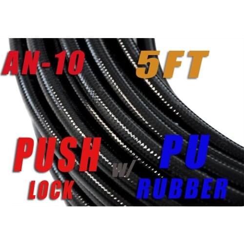 PLAN10BK-005 - -10 AN 5/8" 16mm Push On Loc Lock Hose Black for Fuel Systems Price for 5FT