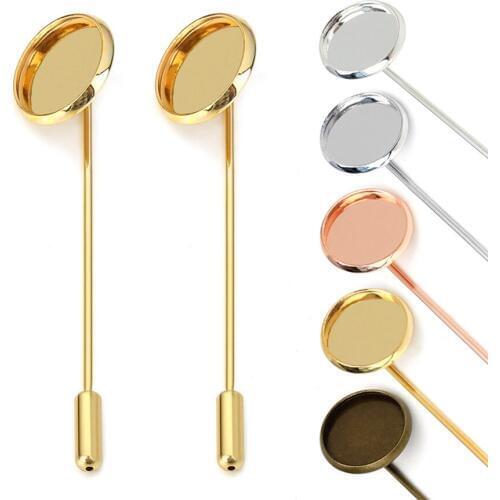 10pcs/lot Copper Blank Brooch Base Fit Dia 12mm Cabochon Cameo Settings Brooch Lapel Pin Tray For Men Women DIY Jewelry Making