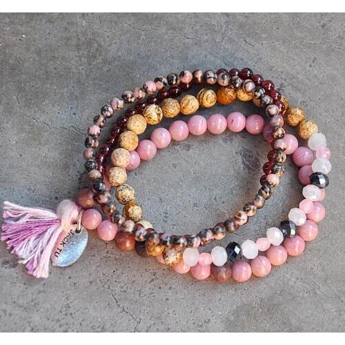 Rhodochrosite mixed one set wrap bracelet for woman new year gift