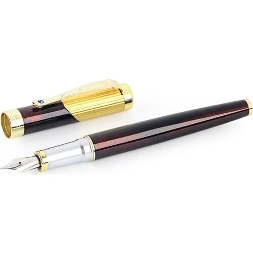 Business Office Fountain Pen 0.5mm Medium Nib Metal Black Iraurita Gold Clip Writing Fountain Pens School Stationery Supplies