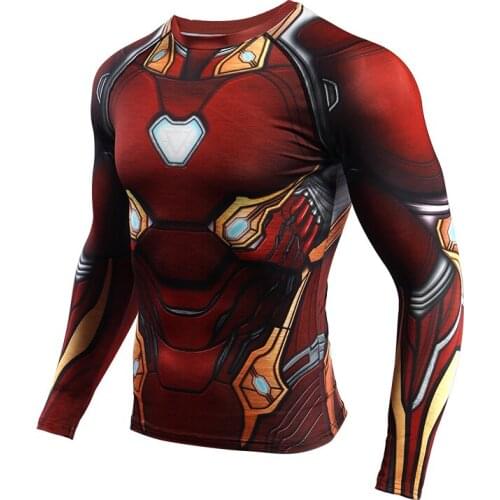 S-4XL Raglan Sleeve 3D Printed T shirts Men Compression Shirt Cosplay Costume Comic Long Sleeve Sports Fitness Quick Dry Tops