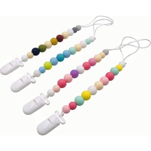 Silicone Beads Octagon heart Silicone Teething Food Grade Pacifier Clip Nurse Gifts Pacifier Chains Handmade Baby Teether