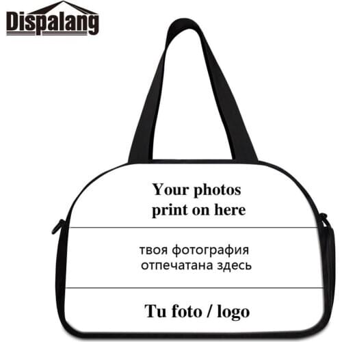 Dispalang Womens Travel Duffel Custom Image Logo Gym Bags Mens Portable Hand Duffle Bags With Shoes Pocket Weekender Handbag