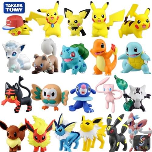 TOMY Pokemon EMC Pikachu Machamp Charizard Mew Zeraora Lucario action figure Model decoration toys